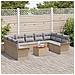 Set Divano Giardino 10 Pezzi con Cuscini Beige Polyrattan Acacia - Foto miniatura 3