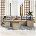 Set Divano da Giardino con cuscino 9 pcs beige e grigio chiaro - Foto miniatura 3
