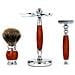 Kit Da Barba Manuale Con Rasoio Effetto Legno Vintage - Set Da 3 Pezzi Per Uomo Wood Color - Foto miniatura 5