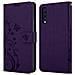 Custodia Compatibile Con Samsung Galaxy A30s / A50 S / A50 In Lilla Scuro Fiore - Coperchio Protettivo In Design Floreale Con Chiusura Magnetica, Funzione Stand E Slot Per Carte - Foto miniatura 8