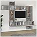 Set Di Mobili Porta Tv 9 Pz Grigio Cemento In Legno Multistrato - Foto miniatura 2