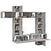 Set Di Mobili Porta Tv 9 Pz Grigio Cemento In Legno Multistrato - Foto miniatura 3