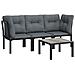 Set Salotto Da Giardino 4 Pz Nero E Grigio In Polyrattan - Foto miniatura 2