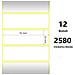 White 76x25mm, 2580 Et /rotolo Z-2000d, 3x1x1 Core, 12 Rolls - Foto miniatura 1