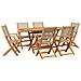 Set Pranzo Da Giardino 7 Pz Beige Polyrattan E Legno Massello - Foto miniatura 1