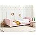 Letto Singolo Bouclè Rosa Con Rete 90 X 200 Cm Laye - Foto miniatura 1