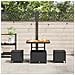 Set da Pranzo da Giardino in 3 Pezzi con Cuscini Nero in Rattan Sintetico e Acacia - Foto miniatura 4