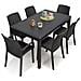 Tavolo Da Esterno Portici, Tavolo Rettangolare Da Pranzo, Tavolo Da Giardino Multiuso Effetto Rattan, 100% Made In Italy, 150x90h72 Cm, Antracite - Foto miniatura 4
