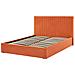 Letto Matrimoniale Velluto Arancione 160 X 200 Cm Vion - Foto miniatura 6