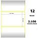 White 51x32mm, 2100 Et /rotolo Z-1000d, 2x1.3x1 Core, 12 Rolls - Foto miniatura 1