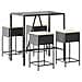 Set Bar Da Giardino 5 Pz Con Cuscini In Polyrattan Nero - Foto miniatura 2
