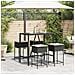 Set Bar Da Giardino 5 Pz Con Cuscini In Polyrattan Nero - Foto miniatura 3