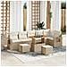 Set di divani da giardino  9 pezzi con cuscini Beige Rattan Poly Acacia, Set di pranzo da giardino  3 pezzi con cuscini Beige Rattan Poly Acacia - Foto miniatura 2