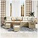 Set di divani da giardino  9 pezzi con cuscini Beige Rattan Poly Acacia, Set di pranzo da giardino  3 pezzi con cuscini Beige Rattan Poly Acacia - Foto miniatura 3