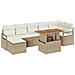 Set Divano da Giardino  8 Pezzi con Cuscini Beige Rattan Poly Acacia, Divano da Giardino  2 Posti con Cuscini Beige Rattan Poly - Foto miniatura 1