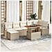 Set Divano da Giardino  8 Pezzi con Cuscini Beige Rattan Poly Acacia, Divano da Giardino  2 Posti con Cuscini Beige Rattan Poly - Foto miniatura 2