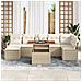 Set Divano da Giardino  8 Pezzi con Cuscini Beige Rattan Poly Acacia, Divano da Giardino  2 Posti con Cuscini Beige Rattan Poly - Foto miniatura 3