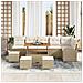 Set Divano Giardino 10 Pezzi con Cuscini Beige Polyrattan Acacia, Divano Giardino per 2 Persone con Cuscini Beige Polyrattan, Set da Pranzo Giardino 4 Pezzi con Cuscini Beige Polyrattan Acacia - Foto miniatura 3