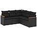 Set Divani da Giardino 5 pz con Cuscini in Polyrattan Nero - Foto miniatura 1