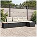 Set Divano da Giardino 5 pcs Nero e crema 184 x 62 x 85 cm - Foto miniatura 2