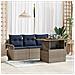 Set Divano da Giardino con cuscino 5 pcs grigio e blu navy - Foto miniatura 2