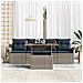 Set Divano da Giardino con cuscino 5 pcs grigio e blu navy - Foto miniatura 3