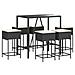 Set Bar Da Giardino 7 Pz Con Cuscini In Polyrattan Nero - Foto miniatura 2