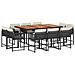 Set da Pranzo da Giardino 11 pz con Cuscini in Polyrattan Nero - Foto miniatura 1