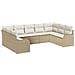 Set di Divani da Giardino da 9 Pezzi con Cuscini Beige in Rattan Polietilene,  Divano da Giardino a Due Posti con Cuscini Beige in Rattan Polietilene - Foto miniatura 1