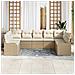 Set di Divani da Giardino da 9 Pezzi con Cuscini Beige in Rattan Polietilene,  Divano da Giardino a Due Posti con Cuscini Beige in Rattan Polietilene - Foto miniatura 3
