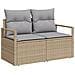Set divano da giardino 7 pezzi con cuscini beige in polirattan,  Divano da giardino 2 posti con cuscini beige in polirattan - Foto miniatura 4