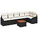 Set Divano da Giardino a 7 Pezzi con Cuscini Nero Polyrattan Acacia - Foto miniatura 1