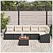 Set Divano da Giardino a 7 Pezzi con Cuscini Nero Polyrattan Acacia - Foto miniatura 3