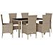Set da Pranzo da Giardino 7 pz con Cuscini Beige in Polyrattan - Foto miniatura 1