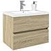 Set Mobili da Bagno 2 pz in Ceramica e Legno Multistrato - Foto miniatura 3