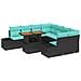 Set Divano da Giardino 9 pz Nero Poly Rattan - Foto miniatura 1