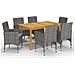 Set Mobili Da Pranzo Per Giardino 7 Pz Grigio - Foto miniatura 1