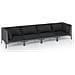 Set Divani Giardino 4 Pz Con Cuscini In Polyrattan Grigio Scuro - Foto miniatura 1