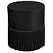 Pouf Salotto Camera Con Frangette Imbottito Modello Velvet Malib&ugrave; Tinta Unita Pouf Nero - Foto miniatura 1