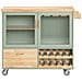 Carrello Cucina Con 2 Ante In Vetro Mobile Cucina Credenza Con Ruote Verde 109x38x92cm Fkw114-gr - Foto miniatura 1