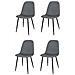 Set 4 Sedie Sala Da Pranzo Sole Gambe In Acciaio Nero Opaco, Tessuto Grigio Scuro - Foto miniatura 1