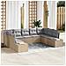Set di Divani da Giardino da 9 Pezzi con Cuscini Beige in Rattan Sintetico - Foto miniatura 2