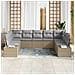 Set di Divani da Giardino da 9 Pezzi con Cuscini Beige in Rattan Sintetico - Foto miniatura 3