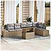 Set Divano da Giardino 7 Pezzi con Cuscini Beige in Polyrattan - Foto miniatura 2