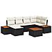 Set Divano da Giardino a 7 Pezzi con Cuscini Nero Polyrattan Acacia - Foto miniatura 1