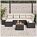 Set Divano da Giardino a 7 Pezzi con Cuscini Nero Polyrattan Acacia - Foto miniatura 3