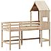 Letto Soppalco con Scala e Tetto 90x190 cm Legno Massello Pino - Foto miniatura 3