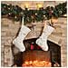 Calza Di Natale Bianca A Cinque Stelle - Decorazione Festiva In Peluche Ricamata - Foto miniatura 3