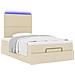 Struttura Letto Pouf con Materasso Crema 120x200 cm in Tessuto - Foto miniatura 6