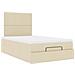 Struttura Letto Pouf con Materasso Crema 120x200 cm in Tessuto - Foto miniatura 7